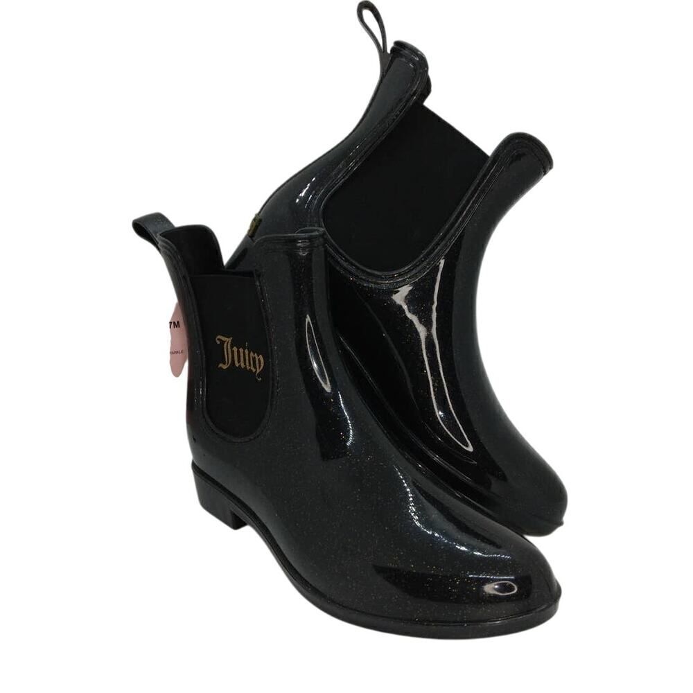 Juicy Couture New Women's Black w/Gold Sparkles Designer Ankle Boots - sz. 7